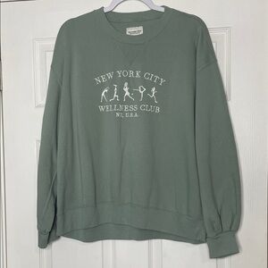 A&F New York City Wellness Club Graphic Sweatshirt - Sage Green XL